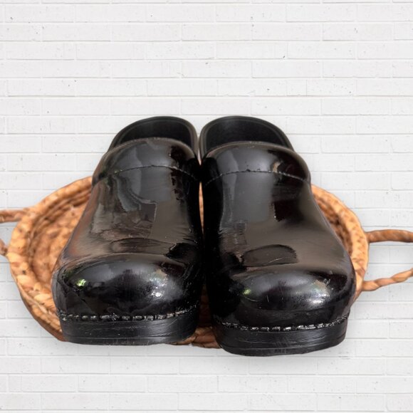 DANSKO Black Patent Leather Clogs Comfort Slip On Mules Shoes Size 38 - Picture 10 of 11